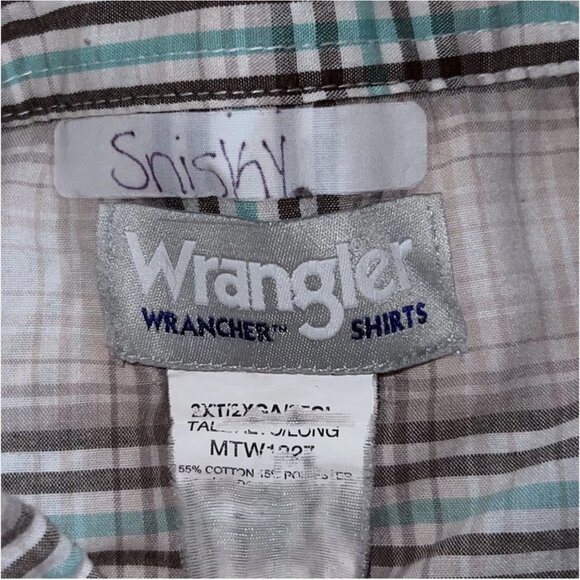 Wrangler Men’s Wrancher Plaid Short-Sleeved Snap Button Shirt 2XLT - Picture 5 of 6